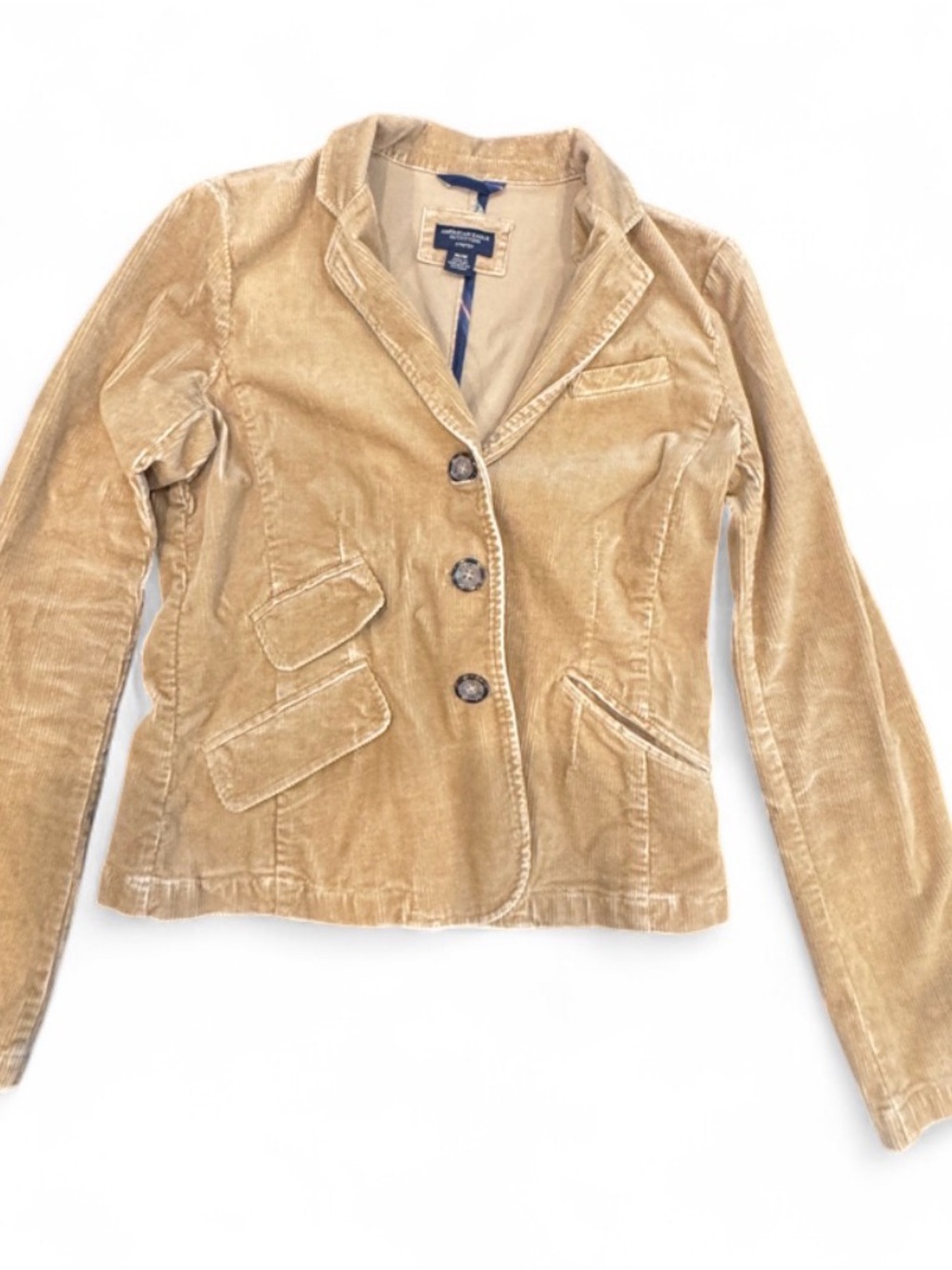 American Eagle Outfitters Women's Y2K Tan Corduroy Blazer Jacket